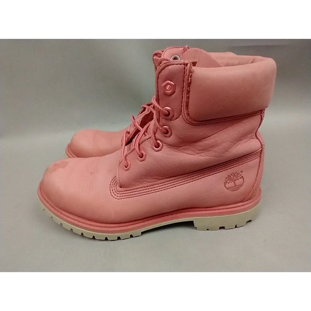Timberland Pink Leather Women's 8.5 Chukka Work Boots Primaloft Waterproof VGC - Picture 3 of 14